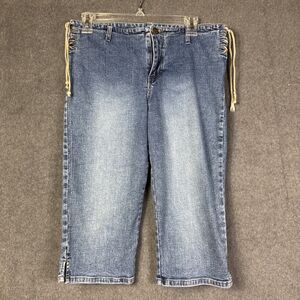 Mudd Jean Capris Lace Up Sides Y2K Summer Casual Sexy Beach Faded Mudd Size 11